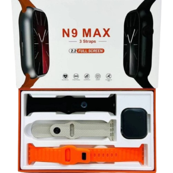 N9 Max Smart Watch – Stainless Steel, 3 Straps, 2.02" HD IPS Display, BT Calling & Fitness Tracking for Men and Women - Image 3